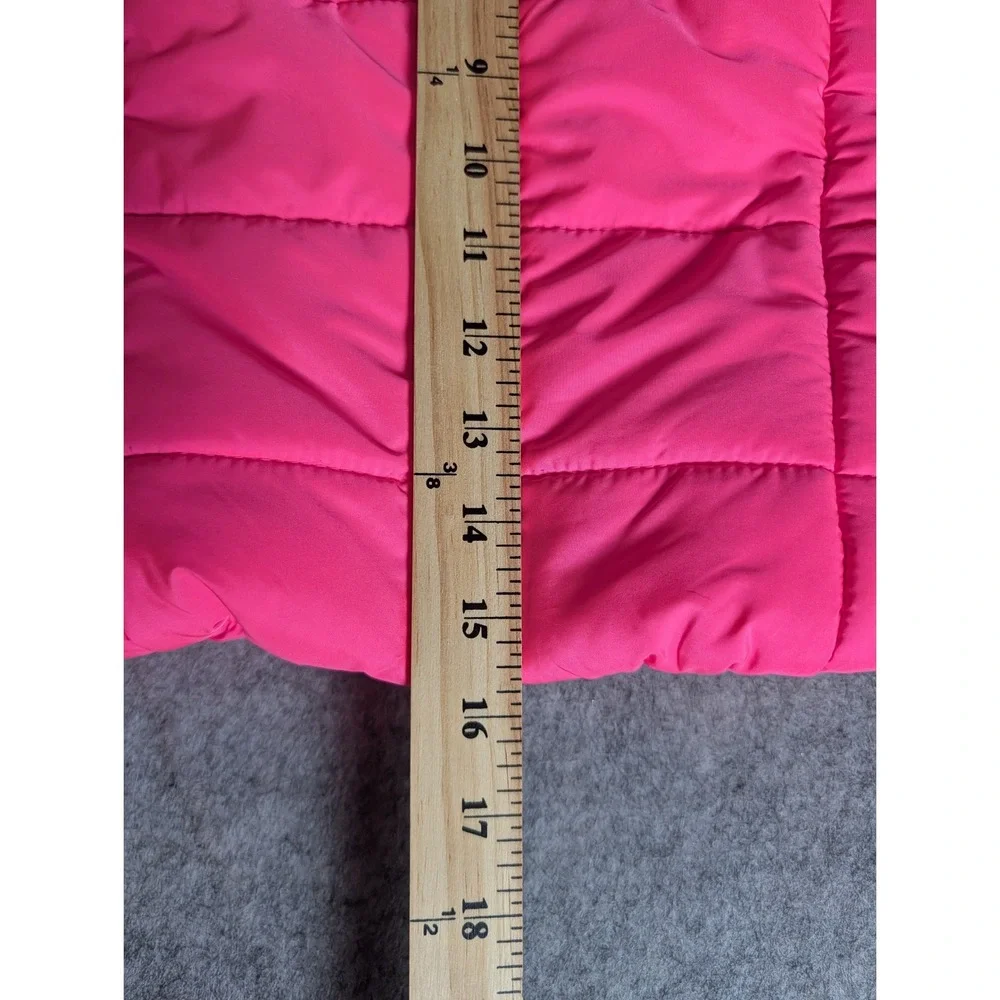 Puma Kids Pink Quilted Puffer Vest Silver‎ Glitter Logo Full Zip Mock Neck 87819